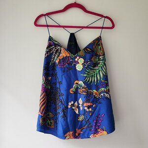 J.Crew Silk Carrie Racerback Tank | 8 | Tropical Blouse Spaghetti Straps RN77388